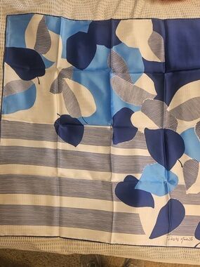 Rare Deadstock VTG Y. Masuda Tokyo Silk Scarf Moon Bat Abstract Graphic Navy